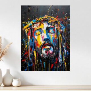 Tableau Chrétien Couronne de Lumière Jésus Abstrait