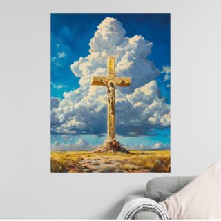 Tableau Chrétien Croix Céleste Lumière Spirituelle