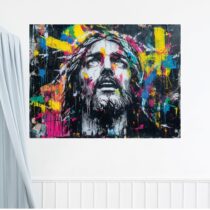 Tableau Chrétien Jésus Multicolore Street Art Pop Art