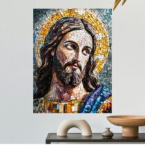 Tableau Chrétien Mosaïque de Jésus Christ Portrait Sacré