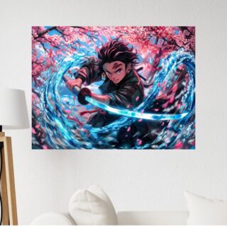 Tableau Demon Slayer Tanjiro Combat Respiration Eau