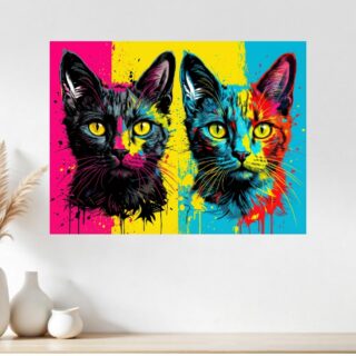 Tableau Deux Chats Pop Art Colorés