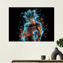Tableau Dragon Ball Z Goku Super Saiyan Néon Bleu Orange