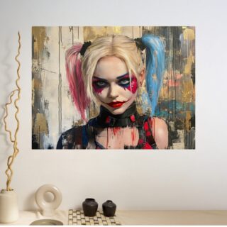 Tableau Harley Quinn Look de Glace Portrait Design Froid