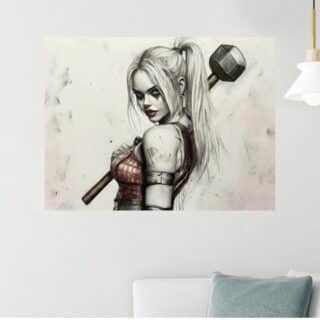 Tableau Harley Quinn Sourire Embrasé Pop Art Éclatant