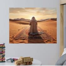 Tableau Islam Prière au Crépuscule Désert Recueillement