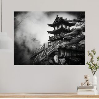 Tableau Japonais Temple Colline Zen