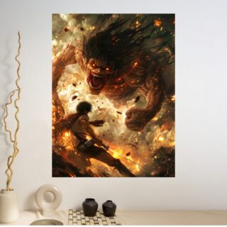Tableau L'Attaque des Titans Face au Titan Furieux