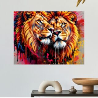 Tableau Lion Pop Art Féline Love
