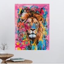 Tableau Lion Portrait Graffiti Moderne