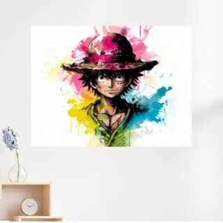Tableau Luffy Aquarelle Pastel Colorée