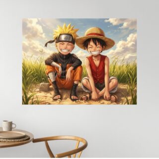 Tableau Luffy et Naruto Crossover Design