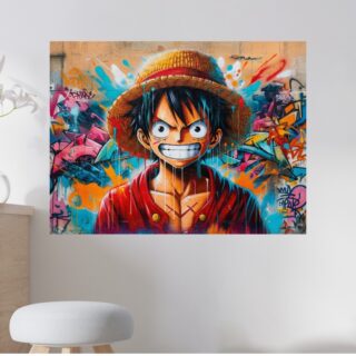Tableau Luffy Expressif Portrait Coloré