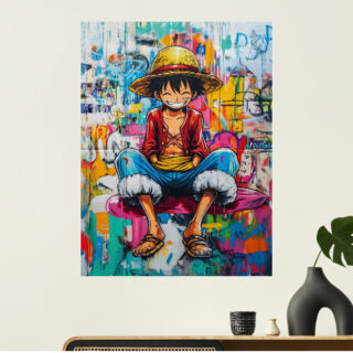 Tableau Luffy Street Art Coloré