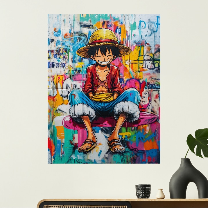 Tableau Luffy Street Art Coloré