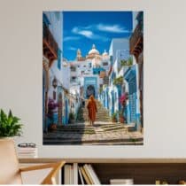 Tableau Médina Marocaine Escaliers Colorés Architecture Orientale