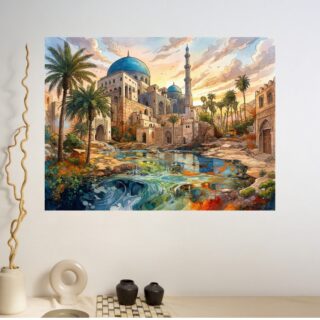 Tableau Mosquée Oasis de Paix Lever du Soleil Spirituel