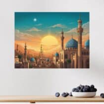 Tableau Oriental Coucher de Soleil Ville Orientale Sérénité