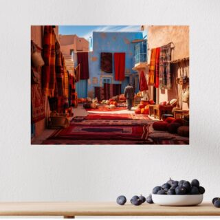 Tableau Oriental Marché Artisans Tapis Ruelle Animée