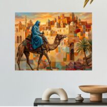 Tableau Oriental Voyageur Nomade Chameau Ville Orientale