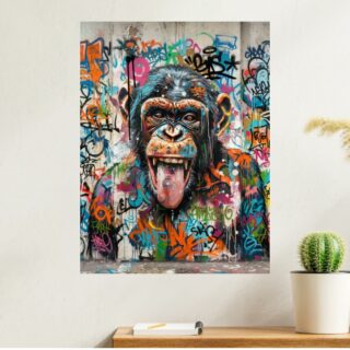 Tableau Singe Expressif Portrait Coloré