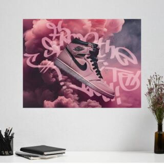 Tableau Sneakers Nike Nuage Rose Fumée Design Moderne