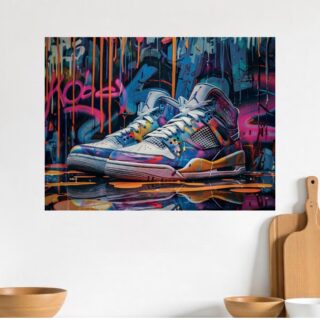 Tableau Sneakers Nike Urbain Coloré Street Art Design