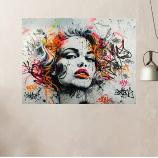 Tableau Street Art Portrait Femme Élégante Glamour