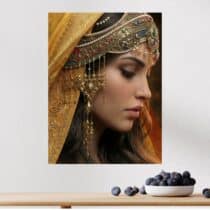Tableau Princesse du Désert Bijoux Orientaux Portrait Majestueux