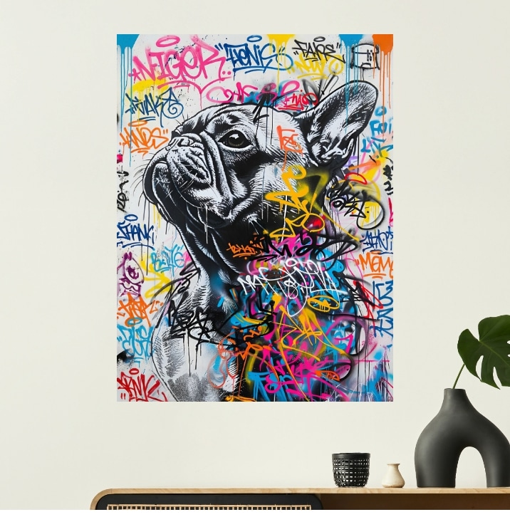 Tableau Wildstyle Bouledogue Français Graffiti Street Art