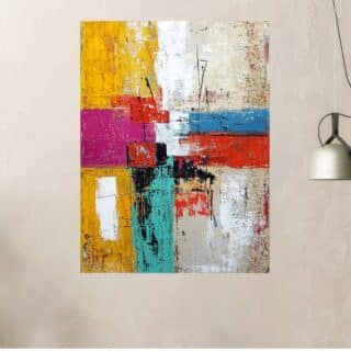 Tableau Abstrait Contemporain Gestuel Couleurs Vives