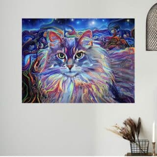 Tableau Chat Au Mille Couleur